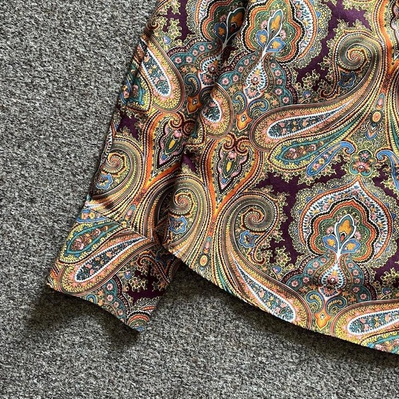 Lands End Colorful Paisley Button Down Long Sleeve Shirt Women 4 / S 100% Cotton - Picture 2 of 11